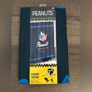 Peanuts Snoopy Patriotic Shower Curtain 70x72 “Good Grief” Red White Blue NWT